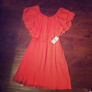 Off shoulder coral dress